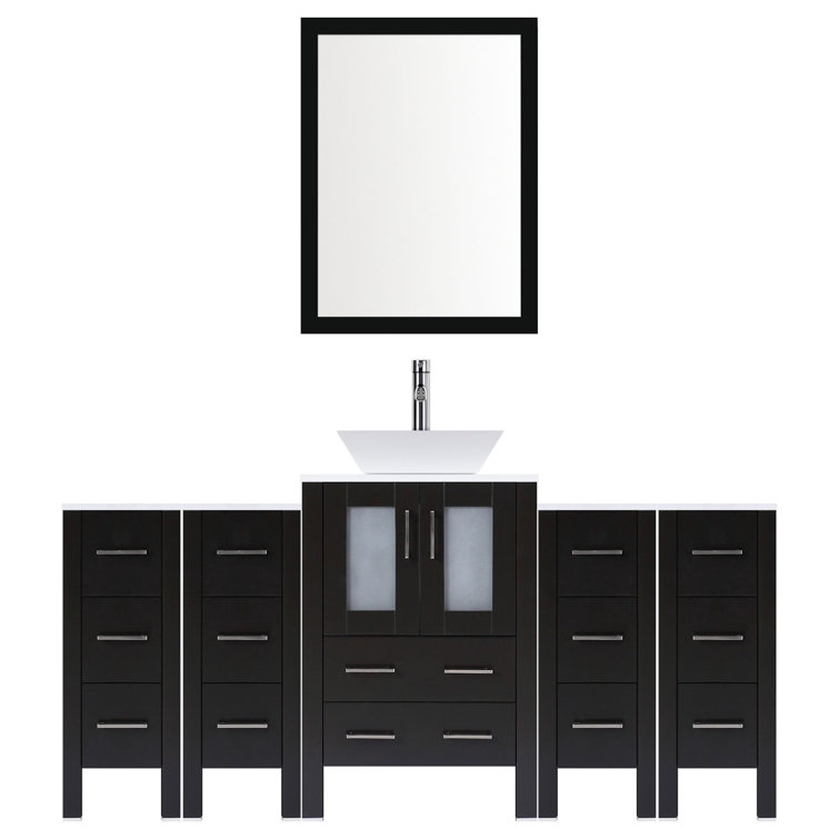 Orren Ellis Doleman Modern 72" Single Bathroom Vanity Set with Mirror